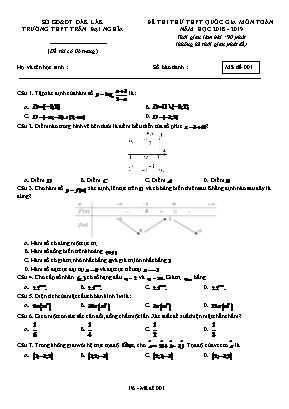 Đề thi thử THPT Quốc gia môn Toán - Mã đề 001 - Năm 2018-2019 - Trường THPT Trần Đại Nghĩa